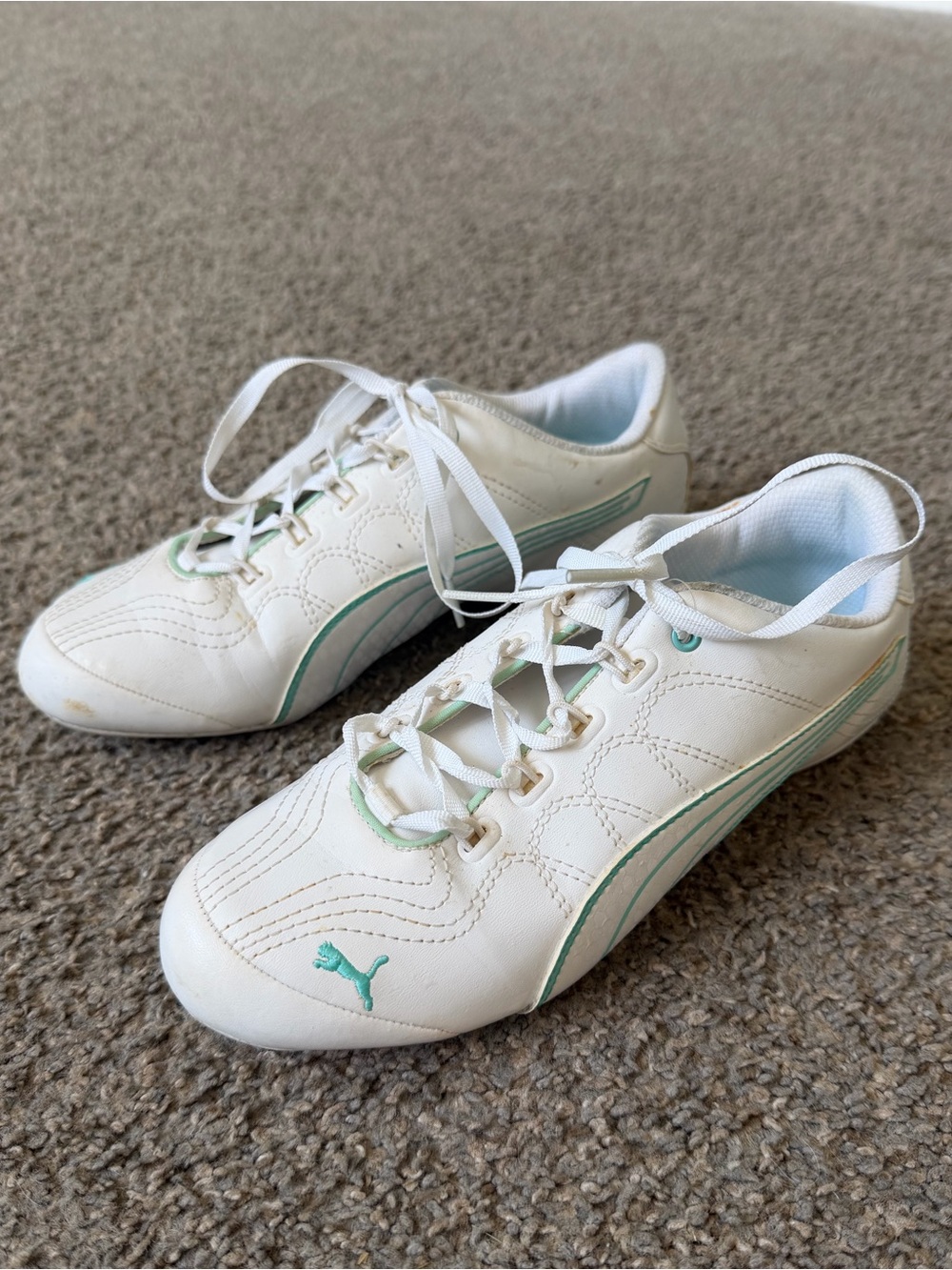 Puma White Sneakers with Mint Trim